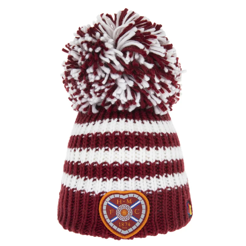 Lightweight Visor Hat-Hearts FC Stripey Big Bobble Hat