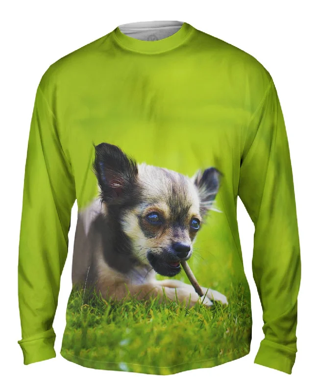 Comfortable V-Neck Long Sleeve-Chihuaha Loves To Chew