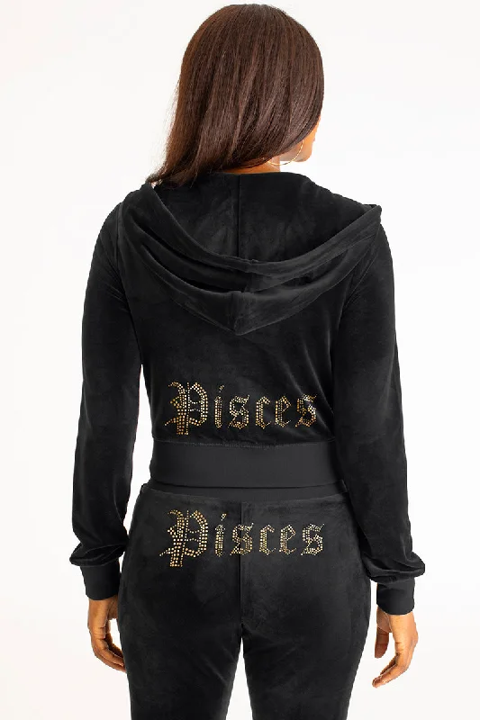 Cozy Winter Hoodie-Pisces Big Bling Velour Hoodie