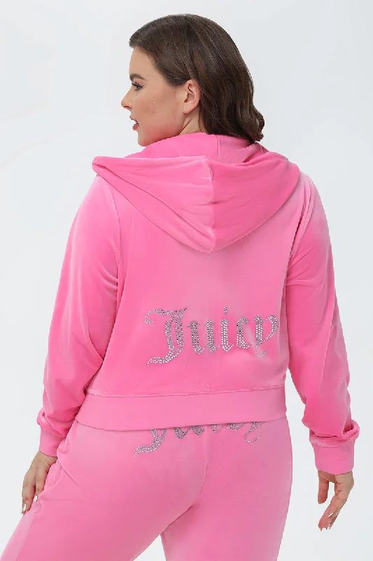 Lightweight Performance Hoodie-Plus-Size OG Big Bling Velour Hoodie