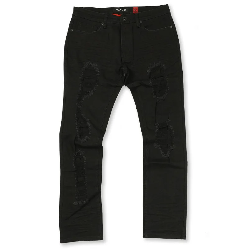 Stylish Zippered Pants-M1969 Bondi Shredded Jeans - Black Black