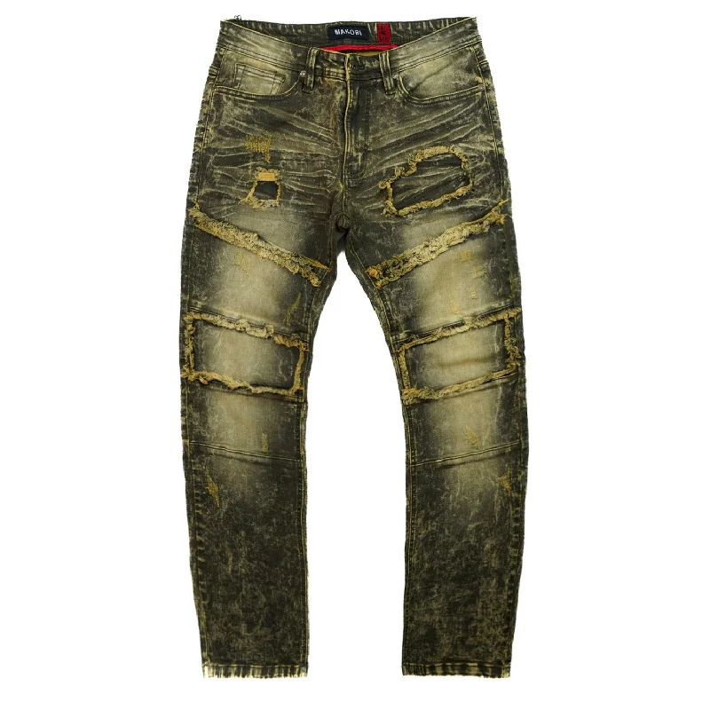 Premium Soft Cotton Pants-M1967 Makobi David Denim Jeans - Olive