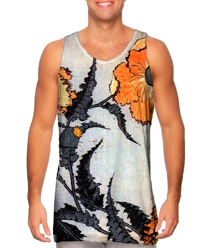 Soft Cotton Blend Tank-Katsushika Hokusai - "Poppy"