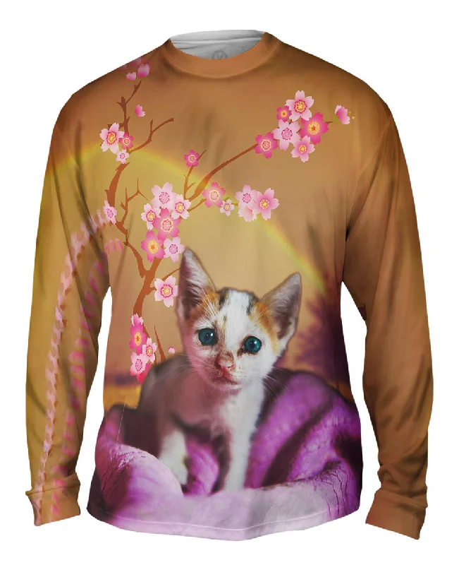 Comfortable Soft Long Sleeve-Cherry Blossom Kitten