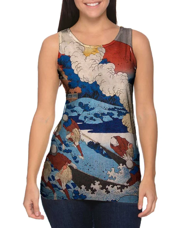 Relaxed Fit Tank Top-Katsushika Hokusai - "Net Fishing At Night" (1835)