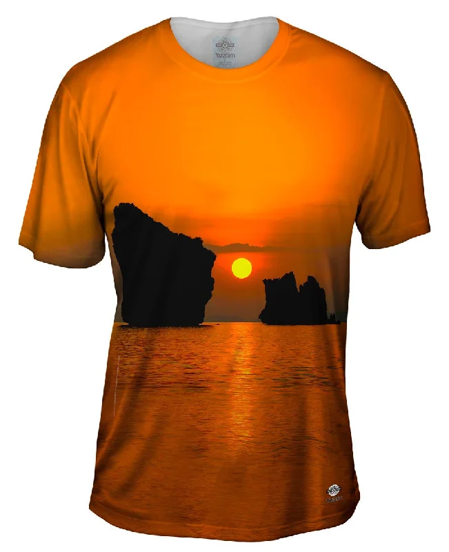 Comfortable Ribbed T-Shirt-Orange Sunset Dreams