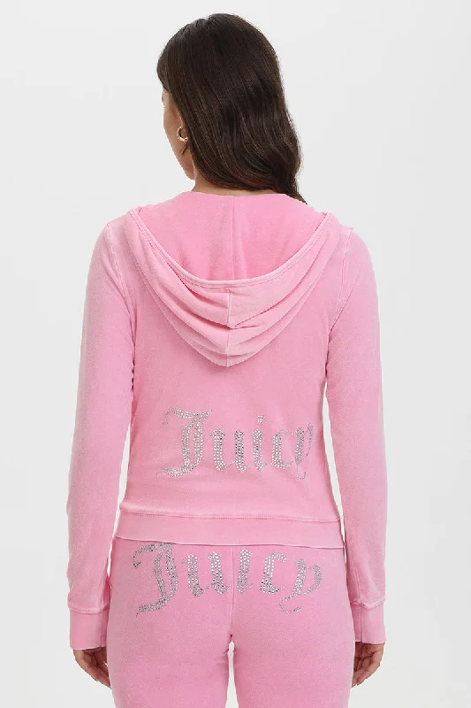 Fashionable Logo Hoodie-Big Bling Towel Terry Zip Hoodie