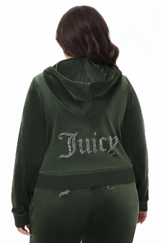 Cozy Soft Hoodie-Plus-Size OG Big Bling Velour Hoodie