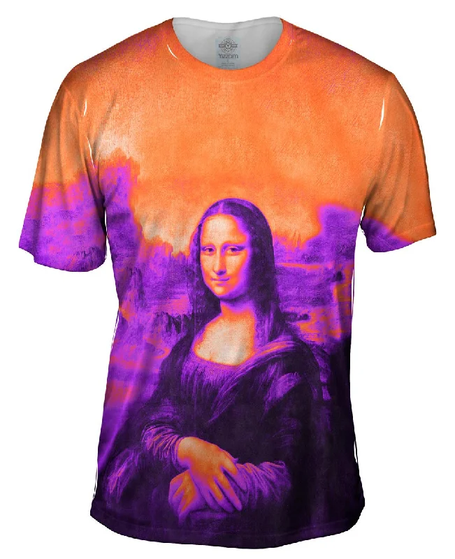 Comfortable Breathable T-Shirt-Pop Art - "Da Vinci Mona Lisa Black Orange" (1517)