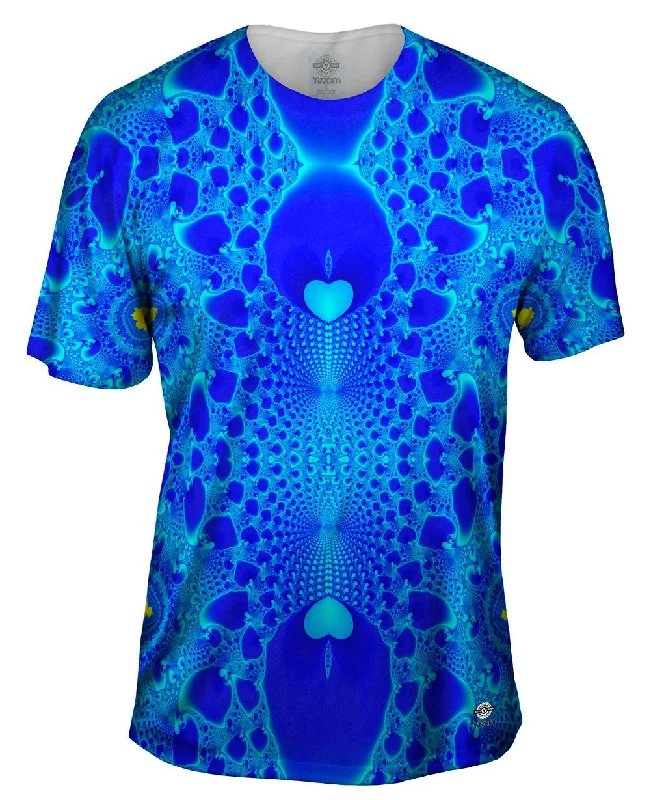 Trendy Logo Design T-Shirt-Blue Fractal Heart