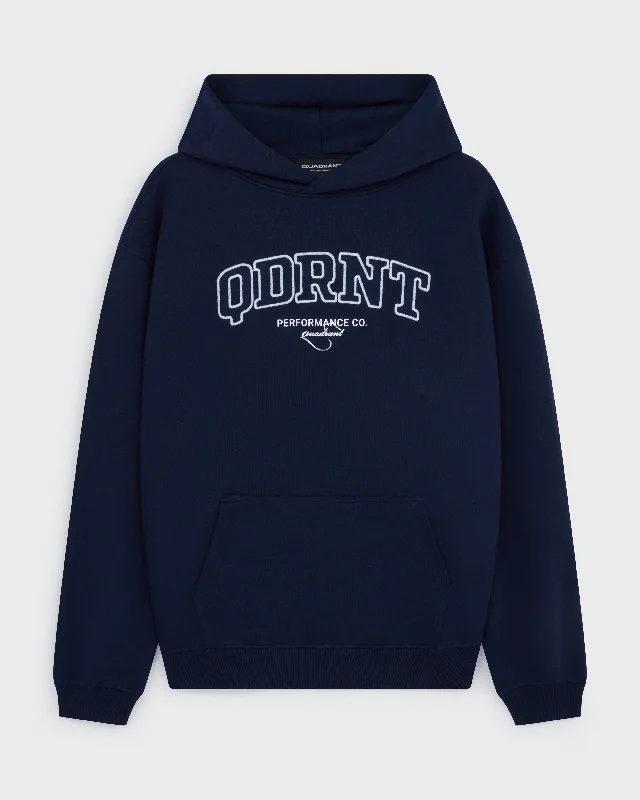 Casual Drawstring Hoodie-NAVY VARSITY HOODIE