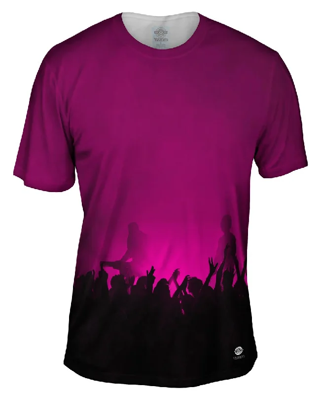 Comfortable Crew Neck T-Shirt-Edm Music Makes The Crowd Pink