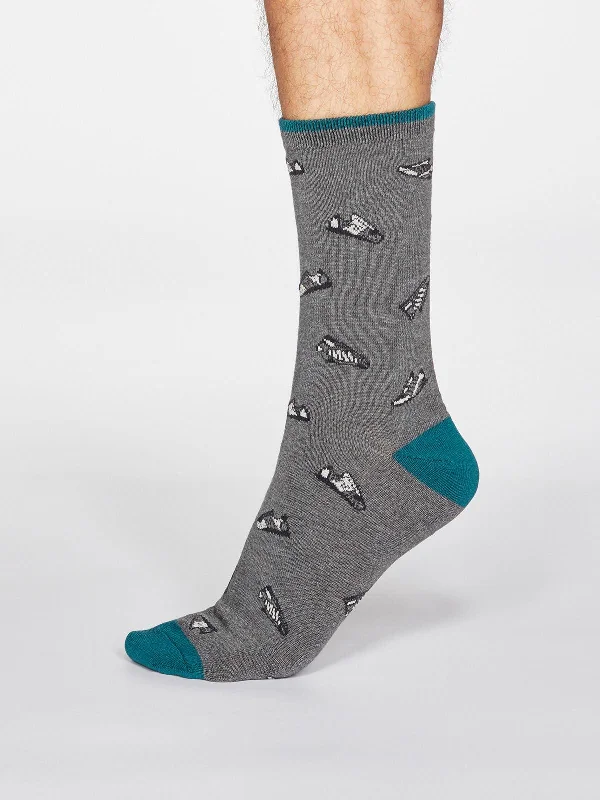 Custom Casual Socks-Aiden Trainer Socks - Dark Grey Marle