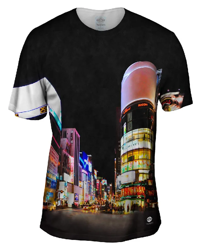 Trendy Color Block T-Shirt-Big City Lights Tokyo Japan