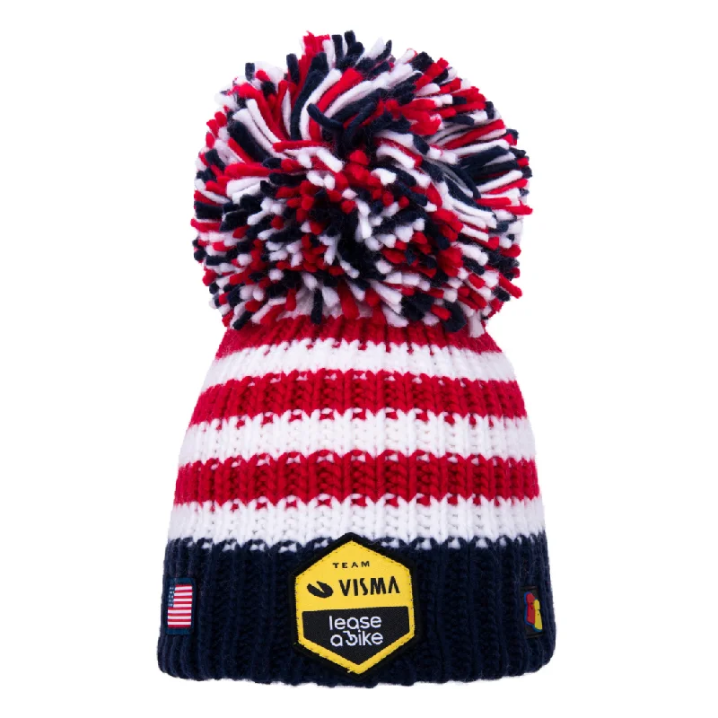 Comfortable Beanie with Pom-Pom-Team Visma Lease a Bike America Big Bobble Hat