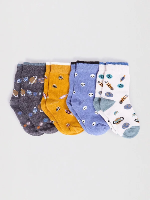 Soft Stretch Socks-Zephyr Baby Organic Cotton Space Sock Box - Multi