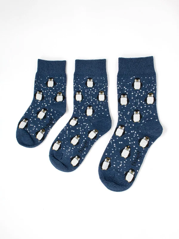 Comfortable Soft Knit Socks-DONA PENGUIN SOCKS - BLUE