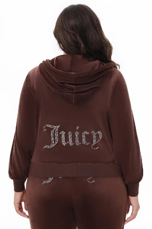 Comfortable Hoodie for Everyday Wear-Plus-Size OG Big Bling Velour Hoodie