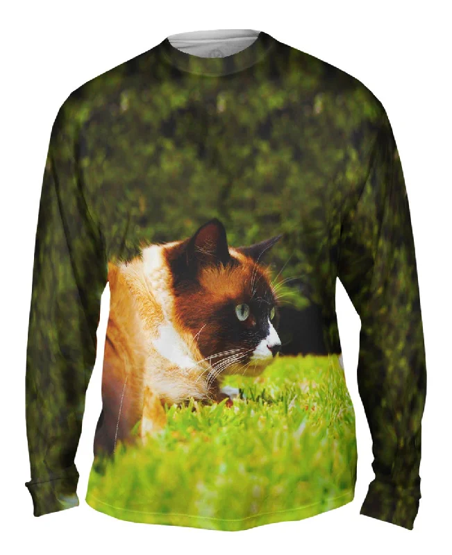 Trendy Casual Long Sleeve T-shirt-Cat On The Prowl