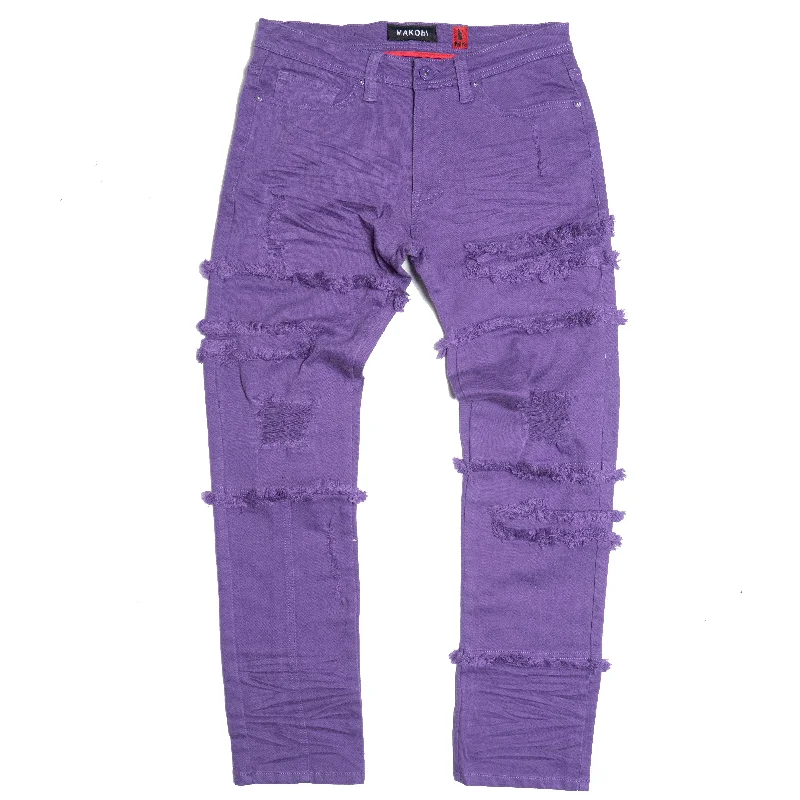 Premium Tailored Pants-M1912 Bergamo Fray Jeans - Purple