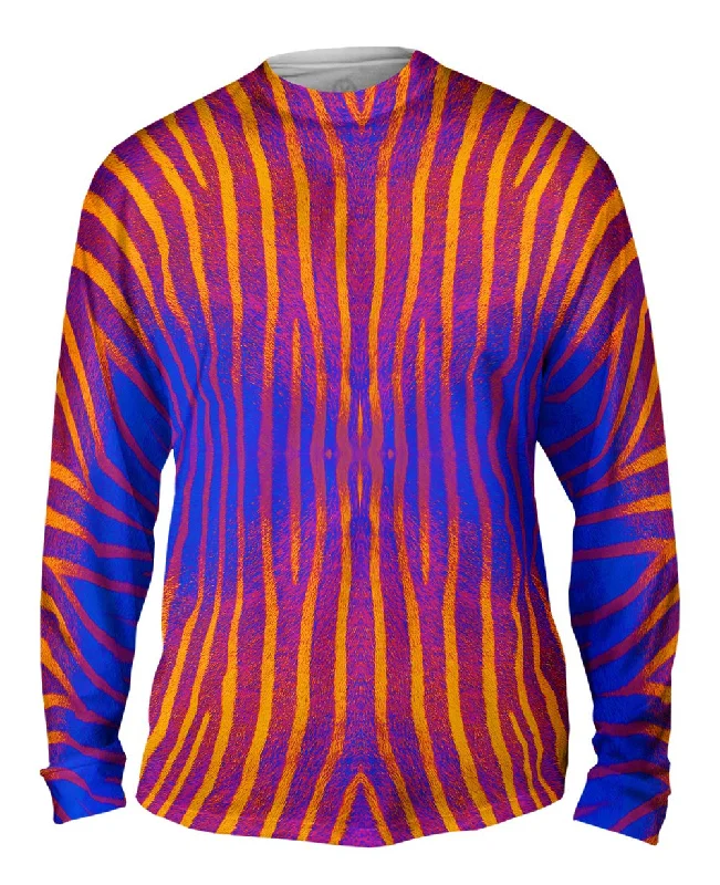 Stylish Fitted Long Sleeve-Blue Purple Orange Zebra Stripes