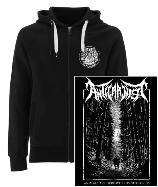 Comfortable Hoodie for Cold Weather-'Dark Forest' Vegan Zip-up Hoodie