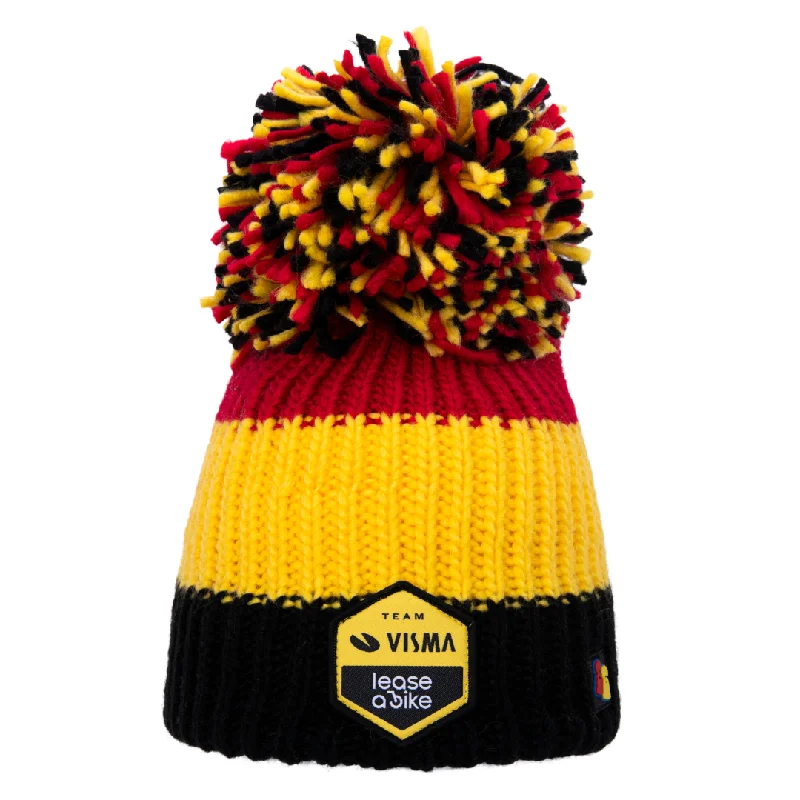 Stylish Plaid Baseball Hat-Team Visma Lease a Bike Belgian Big Bobble Hat