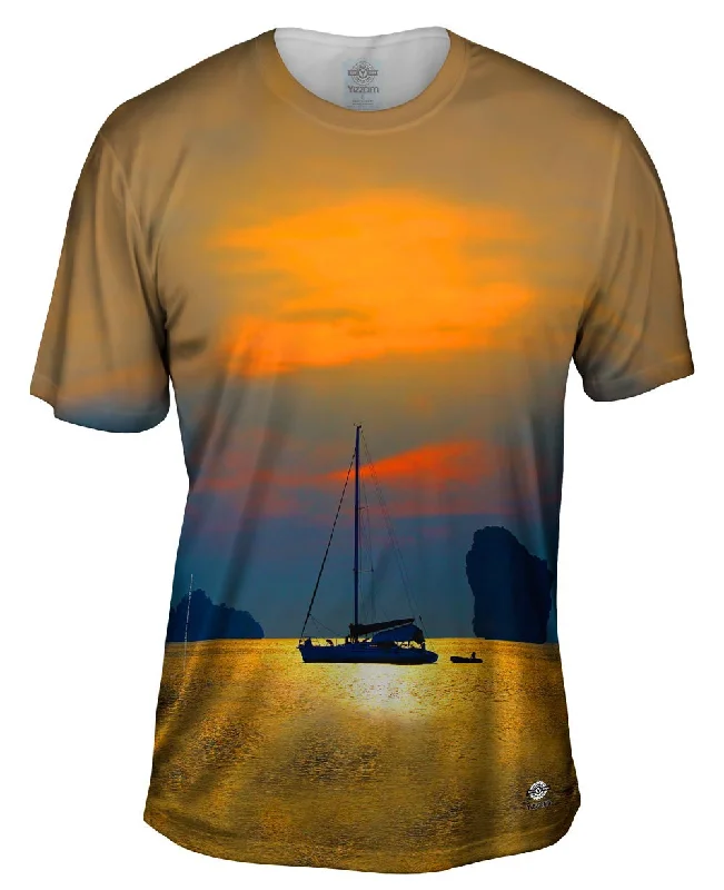 Trendy Striped T-Shirt-Sunset In Paradise Dreams