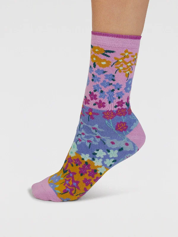 Classic Plain Socks-Marguerite Floral Organic Cotton Socks - Dusk Lilac