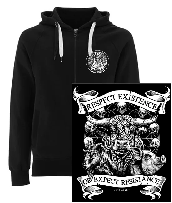 Premium Performance Hoodie-'Respect Existence or Expect Resistance' Vegan Zip-up Hoodie