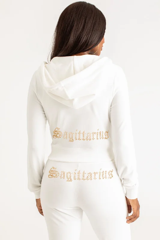 Relaxed Fit Graphic Hoodie-Sagittarius Big Bling Velour Hoodie