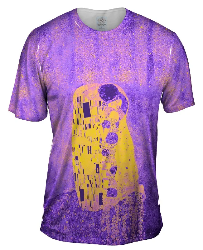 Trendy Abstract Design T-Shirt-Pop Art  Pop Art Klimt - "The Kiss Purple And Yellow" (1907)