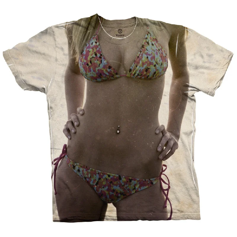 Soft Stretchable T-Shirt-Sexy Female Old Film Bikini