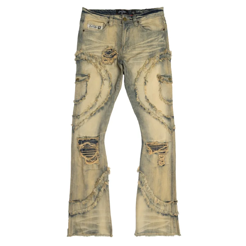 Custom Logo Pants-F1767 Tascotto Stacked Jeans - Dirt