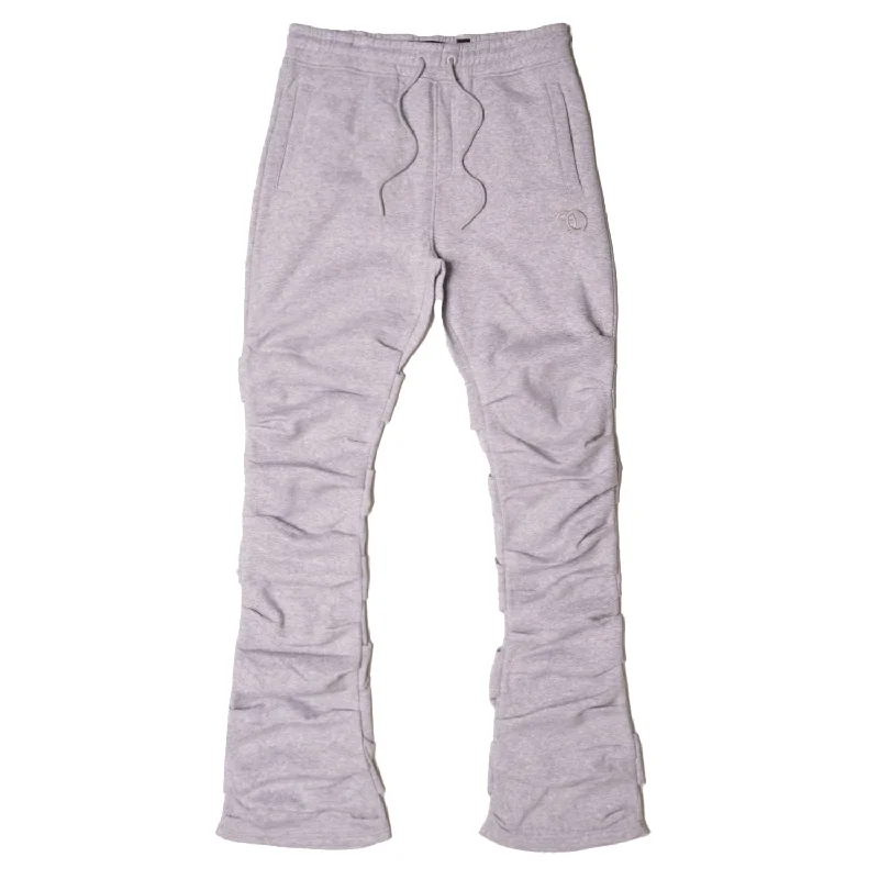 Premium Yoga Joggers-F6220 Malik Stacked Sweatpants - Gray