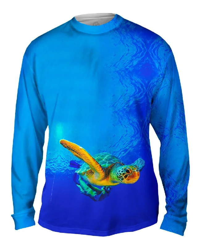 Comfortable Long Sleeve Polo-Complicidad Turtle Dive Underwater