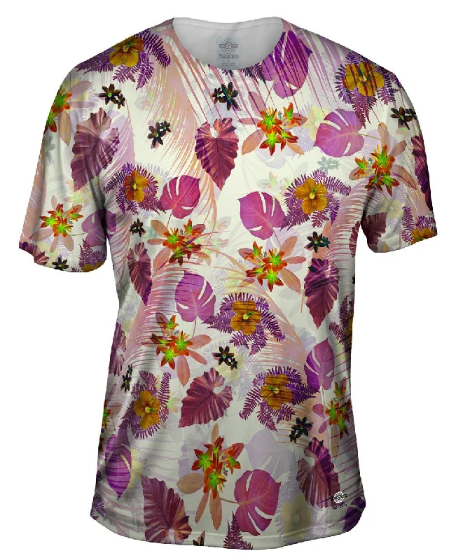 Soft Stretchable T-Shirt-Aloha Pink Flowers Pink