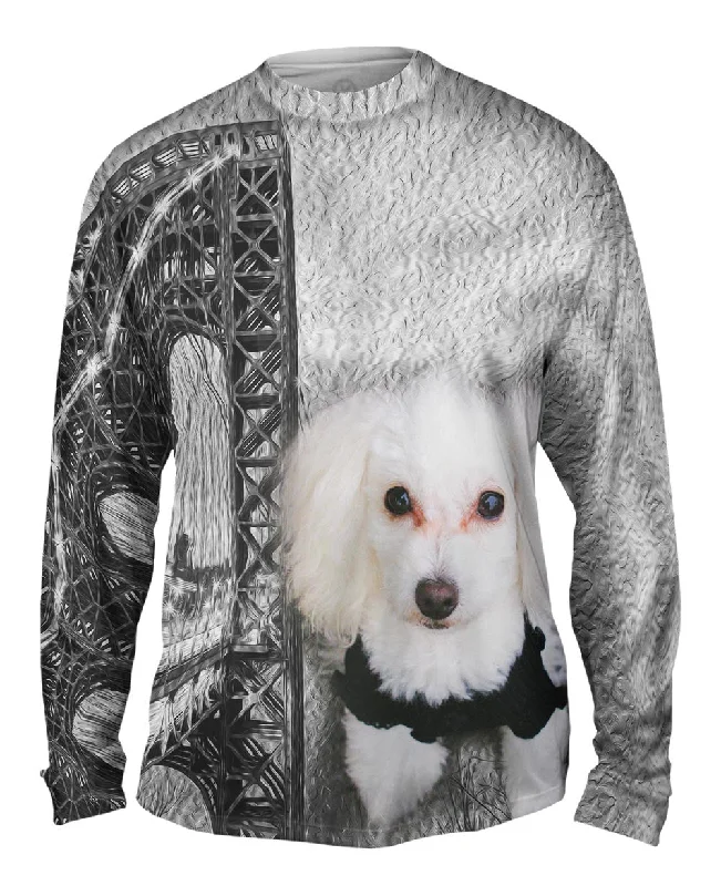 Stylish Print Long Sleeve T-shirt-Bridge Poodle