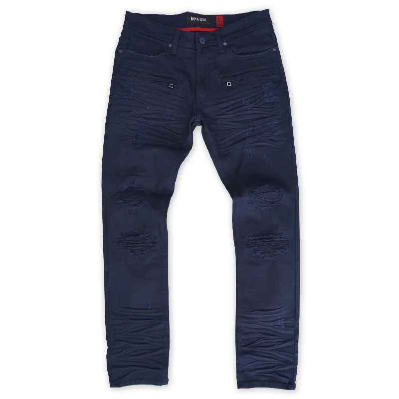 Custom Sports Pants-M1925 Rochester Coded Shredded Jeans - Navy