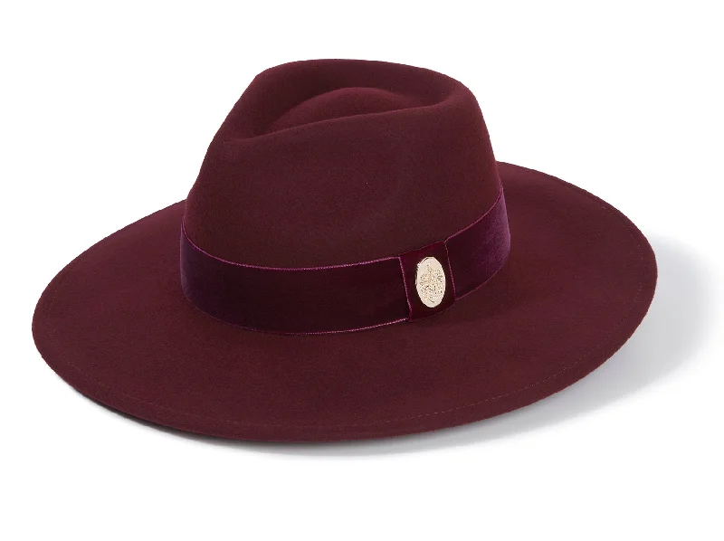 Premium Military Hat-The Oxley Fedora in Plum Velvet