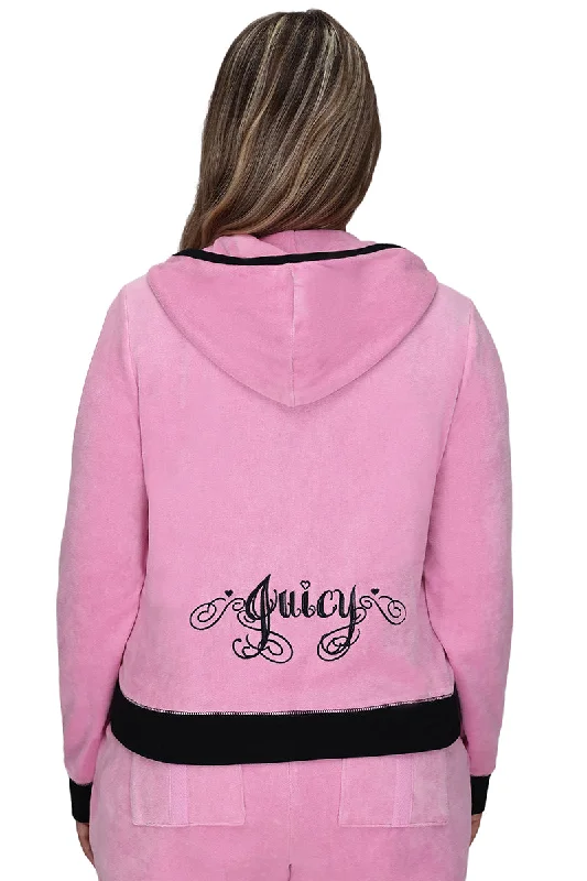 Premium Hoodie for Layering-Plus-Size Sweetheart Cotton Velour Hoodie