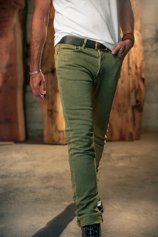 Trendy High-Waisted Pants-Brandon Overdyed Jean Army Green