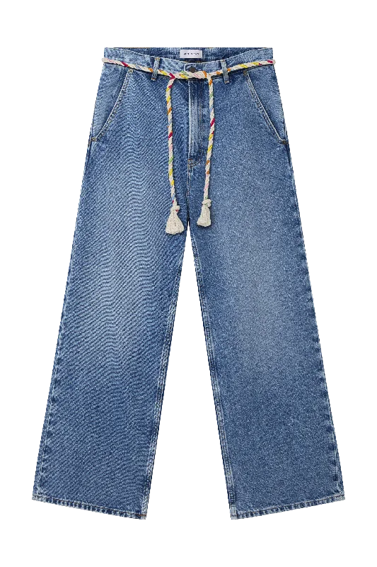 Relaxed Fit Harem Pants-Denim Straight Leg Jeans