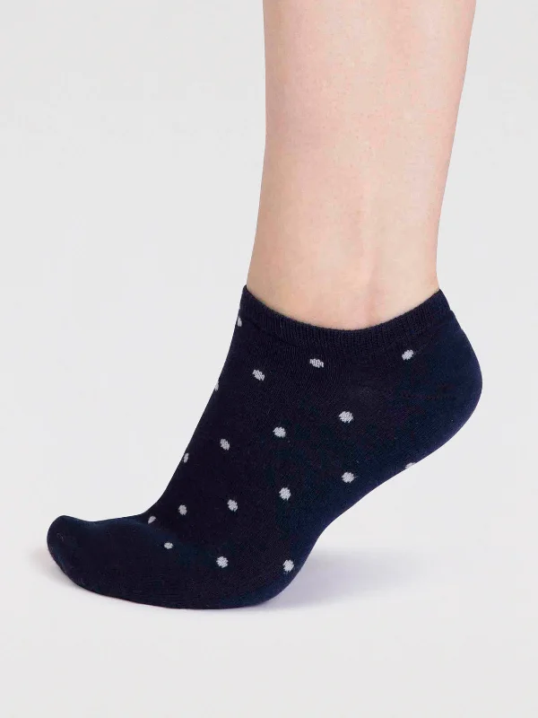 Premium Hiking Socks-Dottie Bamboo Spotty Trainer Socks - Navy