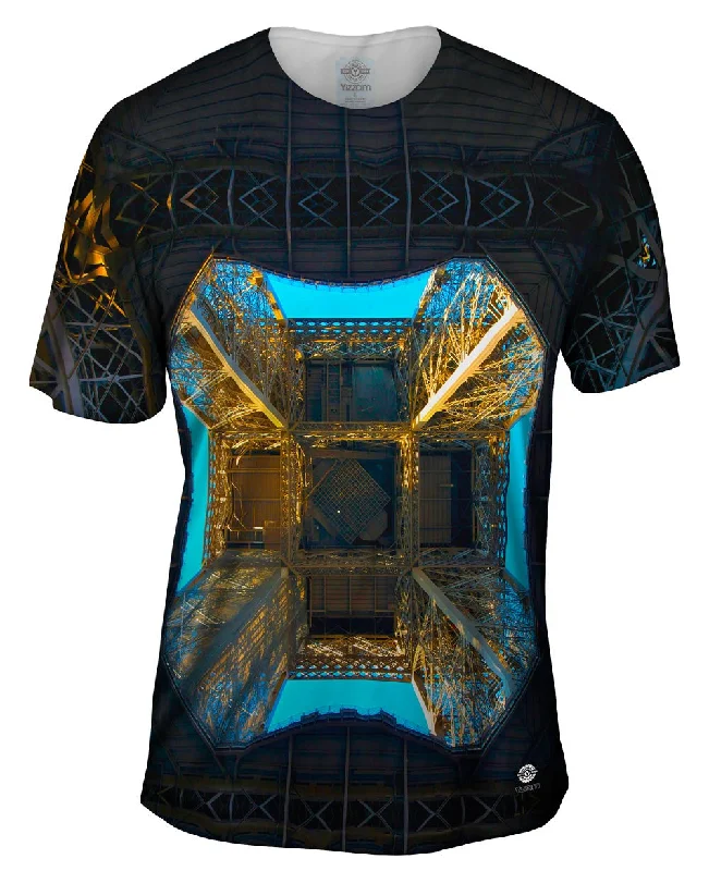 Fashionable Patterned T-Shirt-From Below Eiffel Tower Architecture