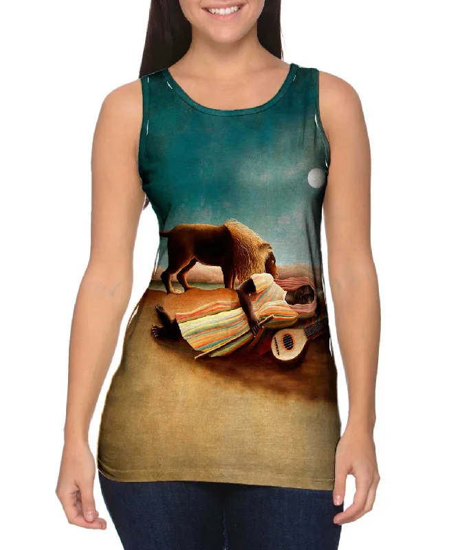 Premium Slim Fit Tank-Henri Rousseau - "Sleeping Gypsy" (1897)