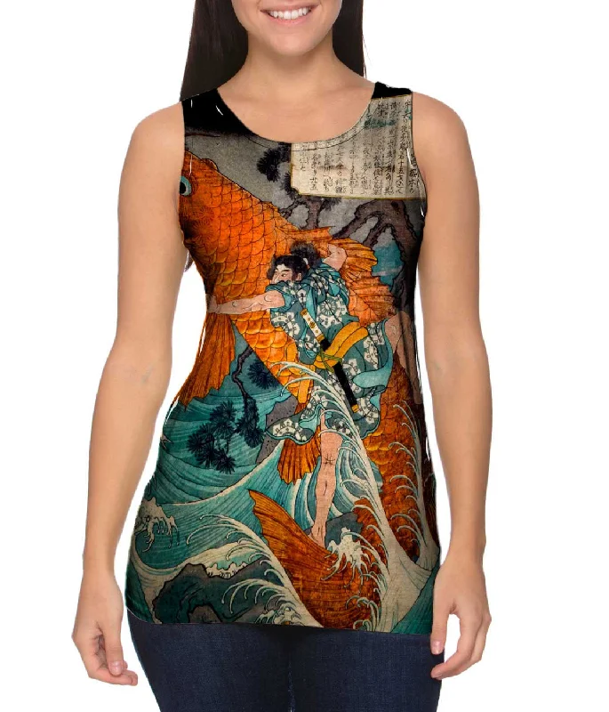 Custom Sports Performance Tank-Japan - Utagawa Hiroshige - "Giant Red Carp"