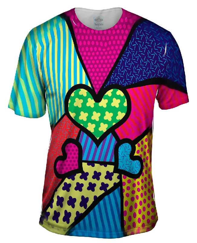 Athletic Fit Performance T-Shirt-Hearts on Green and Yellow