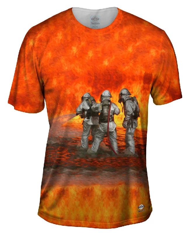 Soft Casual Graphic T-Shirt-Wall Of Flame Firefighters