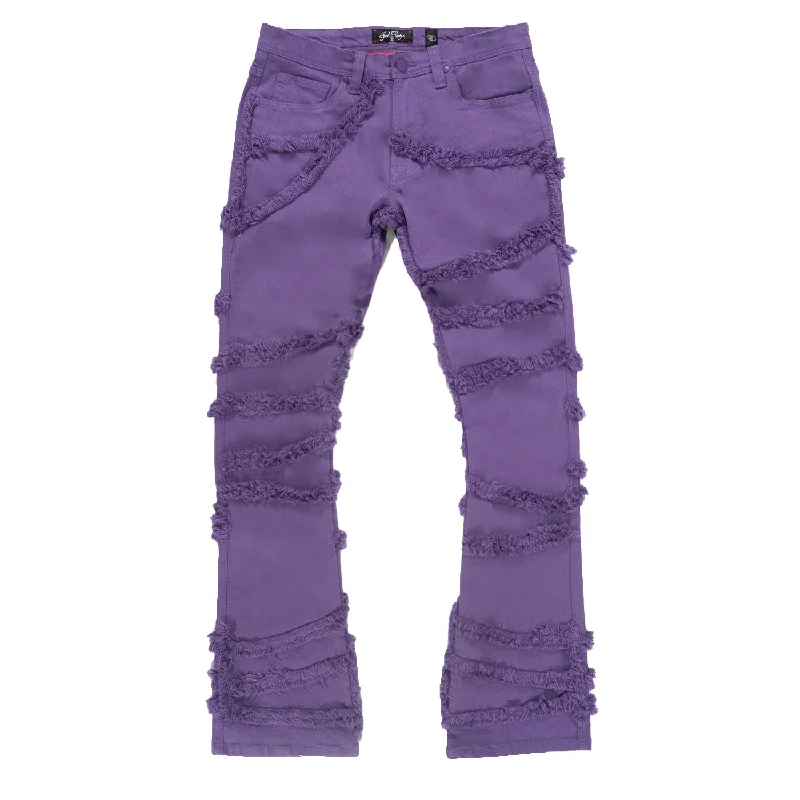 Comfortable Linen Joggers-F1705 Leon 36" Stack Jeans - Purple